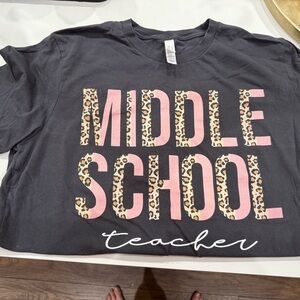 Middle School Teacher Kids T-Shirt - Charcoal and Pink